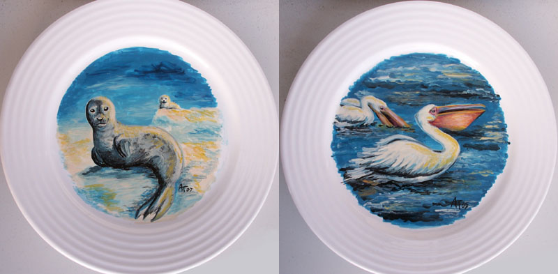 Seals and Pelicans on Plates
