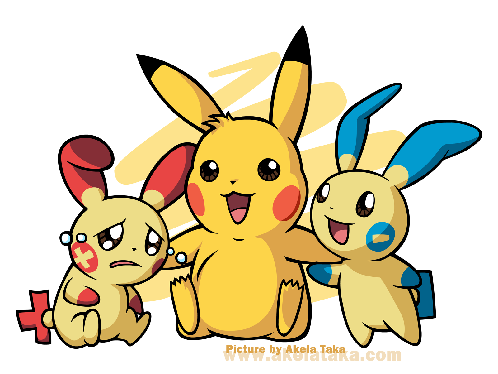 Pikachu, Plusle and Minun